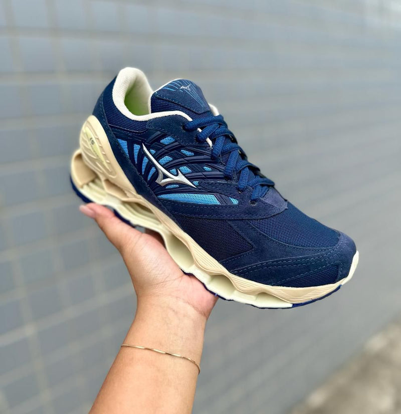 Mizuno Wave Pro LS Camurça - azul/areia