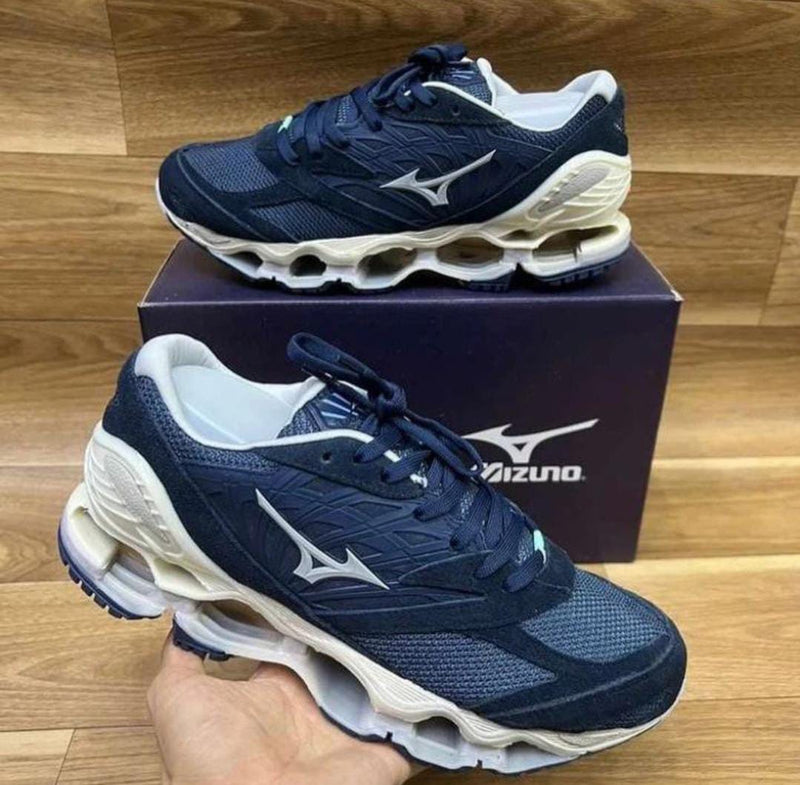 Mizuno Wave Pro LS Camurça - azul/areia